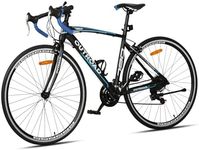 MarKnig 21 Speed Road Bike with Light Aluminum Alloy Frame, 700C Wheel Commuter Bicycle with Dual V Brakes, 26” Faster Racing Bike for Men and Women, Triathlon Bike for Adult （Blue）