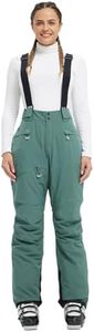 fit space Women's Ski Pants Waterproof 15,007mm Deachable Stretch Suspenders Winter Alpine Snowboarding Pants (Green,X-Small)