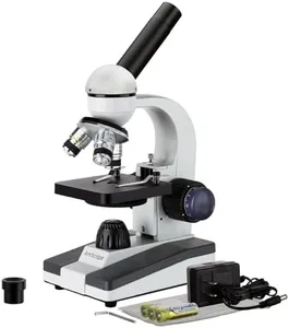 AmScope M150 Series Portable LED Monocular Student Compound Microscope - 40X-1000X Magnification - Microscope Kit Includes Dust Cover, 2 Clips & 2 Eyepieces