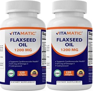 Vitamatic 2 Pack Flaxseed Oil 1200mg 120 from Cold Pressed Flax Seed - 675 mg of ALA Omega 3 Fatty Acids for Improving Heart Health