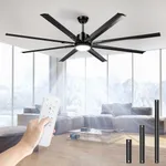 72 Inch Large Industrial Ceiling Fan with Light and Remote-8 Aluminium Blades Ceiling Fan with Energy Efficient DC Motor,Reversible Airflow-Ideal for Living Room,Patio,Garage,and Commercial Spaces