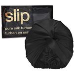 SLIP Pure Silk Turban - Black | 100% Mulberry Silk, Ultra Soft & Gentle on Hair, Prevents Breakage & Frizz | Stylish Hair Accessory for Nighttime & Travel | Adjustable Fit, Luxurious Comfort