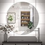 Keonjinn 28 Inch Round LED Bathroom Mirror 3 Color Temperature Backlit 3000K/4500K/6000K Frameless Led Lighted Wall-Mounted Vanity Mirror for Bathroom