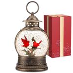 Christmas Snow Globes Cardinal Gift, Light Up Musical Snow Globe Christmas Decorations, 6H Timer, USB/Battery Operated, Cardinal Gift Indoor Home Décor…