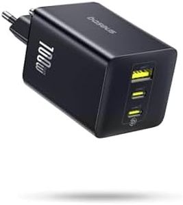 Baseus Enerfill 100W USB C Charger, 3 Port USB C Power Supply, PD Charger with PPS, GaN Fast Charger Compatible with MacBook Pro/Air, iPad Pro, Steam Deck, iPhone 16 Pro, Galaxy S25