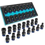 DURATECH 3/8" Drive Impact Universal Joint Socket Set, Swivel Socket Set, 16-Piece, Metric, 8-24MM, Cr-Mo Steel, Organized in EVA Foam Organizer