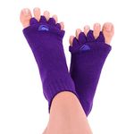Foot Alignment Socks with Toe Separators by My Happy Feet | for Men or Women | Purple (Medium)