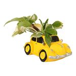 Brotherhood Enterprise Resin Planter Amazing & Attractive Yellow Retro Small Car Resin Succulent Pot Car Shape Succulent Planter Flower Pots Indoor Container Home Garden Decoration and Office Table