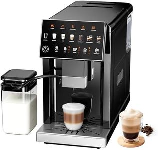 ICEVIVAL Fully Automatic Espresso Machine, 19 Bar Coffee Maker with Integrated Grinder, Touch Screen Espresso Machine with 15 Grind Settings, Self-Cleaning Coffee Maker for Latte, Cappuccino (Black)