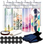 12 Pack Sublimation Tumblers Bulk, 20 OZ Stainless Steel Double Wall Skinny Straight Tumblers Blank, Subbing Tumblers Cups with Sublimation Shrink Wrap, Straw and Individually Box