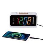 ZAPALA expert Alarm Clock Radio, 2 Alarms Jumbo LED Display Plug in Digital FM Clock Radio with USB Charging Port, Days Display, Adjustable Volume & Dimmer, Nightlight, Snooze for Deep Sleepers Kids