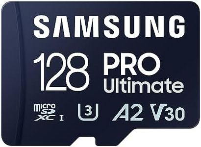 SAMSUNG PRO Ultimate microSD Memory Card + Adapter, 128GB microSDXC, Up to 200 MB/s, 4K UHD, UHS-I, Class 10, U3,V30, A2 for GoPRO Action Cam, DJI Drone, Gaming, Phones, Tablets, MB-MY128SA/AM