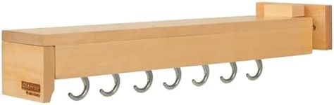 Rev-A-Shelf 22" Pullout Kitchen Cabinet Pantry Organizer with 7 Hanging Hooks with Ball Bearing Slide System, Maple Wood, GLD-W22-SC-7