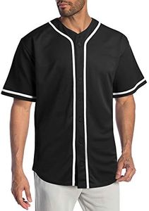 Hat and Beyond Mens Baseball Jersey Stripe Button Down Shirts Team Sports Uniforms (X-Large,1DL01_Black)