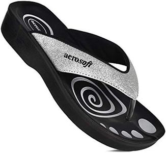 Aerosoft Womens Gliteratti Flip Flop, Adult, Glitter Silver, 9