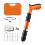 Concrete Nail Gun Kit with 100pcs Nails, 5 Speed Adjustable Manual Steel Nail Gun, Portable Nail Wall Shooting Machine Fastening Tool, Wall Anchor Wire Slotting Device Household Woodworking（Orange）