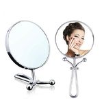 Mia Mirror 10x/1x Magnification, Double-Sided Folding Vanity Mirror, 3 in 1 Handheld + Table + Wall, Silver Polished Chrome Finish, 11.5 Inches L, for Women, Hair Stylists, Cosmetologists, Travel