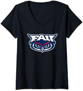 Womens Florida Atlantic Owls Icon Officially Licensed V-Neck T-Shirt