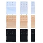 Bantoye 9pcs Bra Extender 2 Hooks/3 Hooks/4 Hooks Nylon Elastic Back Bra Band Extension Strap Black & White & Nude