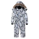 OHSNMAKSL Kid's Snowsuits Boys Ski Suits Jackets Girls Waterproof Coats Jumpsuits Winter Snowboarding Outdoor23HXF-Boy-Snow/White-10-12