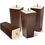 AORYVIC 6 inch Sofa Legs Wood Furniture Legs Pack of 4 Pyramid Couch Legs Mid-Century Modern Brown Replacement Legs for Chair Recliner