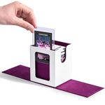 ZLCA MTG Deck Box with Commander Window Display, Trading Card Storage Box Holds 100 Double-Sleeved Cards Suitable for TCG/CCG/PTCG/EDH/Magic/Sport Cards(White&Purple)