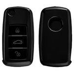 kwmobile Key Cover Compatible with VW Skoda SEAT 3 Button Car Key - Soft TPU Car Key Fob Protector Case - Anthracite High Gloss