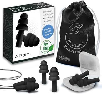 ANBOW Soft Ear Plugs for Sleeping Noise Cancelling. Ear Plugs for Swimming, Concerts, Travel, Work, Snoring & Concentration. Reusable Silicone Earplugs with Adjustable Size. 3 Pairs + Travel Pouch