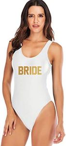 Elightvap Bride to Be Squad Women One Piece Swimsuits Letter Print Swimwear High Cut Monokini Bridesmaid Team Bathing Suits