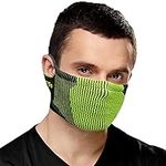 NAROO F5s - 2-in-1 Reversible Reusable Dust Filtering Breathable Pro Sport Face Mask for Running Hiking Biking (Black-lime)