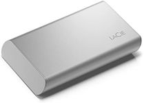 LaCie Portable SSD 1TB External Solid State Drive - USB-C, USB 3.2 Gen 2, speeds up to 1050MB/s, Moon Silver, for Mac PC and iPad, with Rescue Services (STKS1000400)