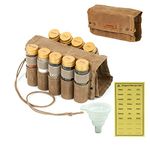 MONGPIENS Camping Spice kit with 9 spice Jar,rope,Spice Labels Sticker,Silicone Collapsible Funnel, Canvas Travel Seasoning container, portable spice bag for travel (CAMEL BROWN)