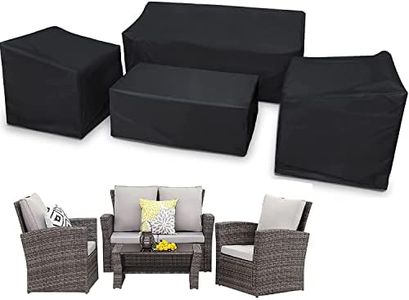 Patio Furniture Cover 4-Piece,Outdoor Garden Furniture Covers ,Upgraded 420D Heavy Duty Oxford Fabric Garden Table Cover with Air Vent Windproof Patio Furniture Set Covers with 2 Windproof Buckles