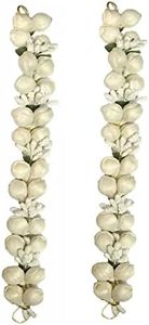 VinshBond Flower Gajra Bun Juda Maker Mogra Gajra Hair Accessories For Women and Girls, Pack-02, White