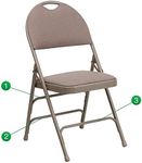 Flash Furniture 2 Pack HERCULES Series Ultra-Premium Triple Braced Beige Fabric Metal Folding Chair with Easy-Carry Handle