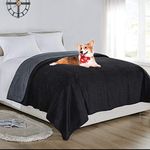 softan Waterproof Blanket Cover 230x230CM for Baby, Adults, Dogs, Cats or Any Pets, 3 Layer Protector and 100% Leak Proof blanket for Bed, Sofa and Other Furniture, Easy to Clean, Charcoal & Black