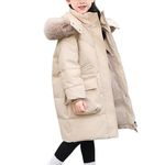 Runstarshow Girls Winter Coat Kids Down Jacket Long Hooded Puffer Jacket Fluffy Faux Fur Collar Girls Winter Waterproof Ski Jacket Snowsuit School Coats Warm Parka Winter Clothes for 5-13 Years