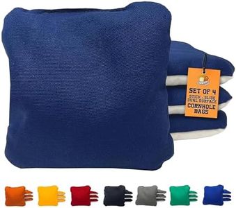 Cornhole365 Stick & Slide Cornhole Bags - 6"x6" Premium Plastic Resin Filled, Dual-Sided Canvas & Suede Cornhole Bean Bags for Sports Competition - Professional Cornhole Bags Set of 4 (Navy Blue)