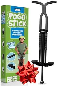 BUBBLE JUMP Pogo Stick for Kids Age 10 & up (Gray) - for Boys, Girls, Teens & Adults 80 to 160 Lbs - Easy Grip Rubber Handle Master Jumper Pogo Sticks - High Jumping Kids Pogo Stick