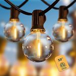 Yuusei Outdoor String Lights,50ft String Lights for Outside with 25 Shatterproof Edison Bulbs(1 Spare), G40 Waterproof Connectable Patio String Lights for Backyard Bistro Party Balcony Patio