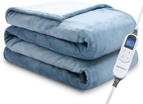 Thermylux Electric Blanket Full 72"x84" Heated Electric Blankets 10 Heating Levels 12 Time Settings 8 Hours Auto Off Fast Heating and Overheat Protection ETL Certified Machine Washable,Light Blue
