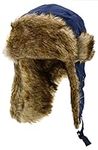 Wool Blend Aviator Trapper hat Trooper Ear Flaps Ushanka Eskimo Russian Warm Winter Cold…, Navy Classic Solid, One Size