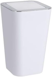 WENKO Small Trash Can with Swing Top Lid, Mini Waste Basket, Stylish Garbage Bin for Bathroom, Bedroom, Kitchen, 1.6 Gallon, 7.1 x 11.2 x 7.1 in, White