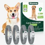 Flea and Tick Prevention for Dogs, 4 Pack Flea Collar for Dogs, Dog Flea and Tick Treatment, 32 Months Protection, Waterproof, Adjustable Collar for Dog, One Size Fits All for All Breeds, Grey