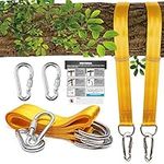 Tree Swing Hanging Straps Kit -10ft Extra Long Tree Swing Extension Straps with Safer Hook and Carabiners Holds 2200Lbs, Premium Hammock Tree Strap for Outdoor Camping Hammocks and Tree Swing Rope Kit