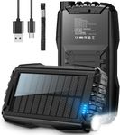 46800mAh &65W Portable Power Bank Battery Pack, 3 Charging Ports USB-C Fast Charging Phone Charger, Outdoor Solar Charger with LED Display&Flashlight, for Samsung/iPhone/Tablet