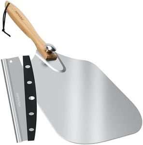 Pizza Peel Aluminum Pizza Spatula,17 inch Metal Pizza Paddle(12"x 17") with Rocker Cutter Foldable Wood Handle, [Storage bag included], for Family Pizza Oven Baking Pizza, Dough, Bread & Pastry