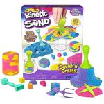 Kinetic Sand, Squish N’ Create Playset, with 13.5oz of Blue, Yellow & Pink Play Sand, 5 Tools, Stocking Stuffers for Kids