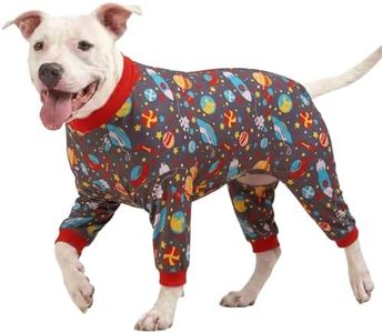LovinPet Large Dog Pajamas: Large Breed Pitbull/Boxer/Labrador/Doberman,Lightweight Onesie, Space-Travel Grey Print,Post Surgery Shirt,UV Protection, Pet Anxiety Relief, Wound Care for Large Dog/XL