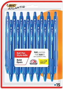 BIC Atlantis Bold Blue Ballpoint Pens, Bold Point (1.6 mm), 15-Count Pack, Retractable Ballpoint Pens With Comfortable Full Grip